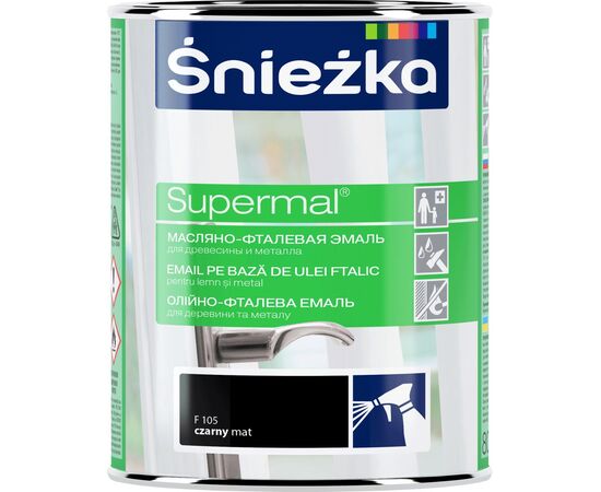 Enamel oil-phthalic Sniezka Supermal F105 800 ml matt black