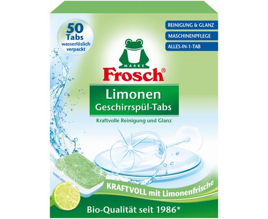 ჭურჭლის სარეცხი ტაბლეტები Frosch ლიმონი 50 ც x 20 გრ