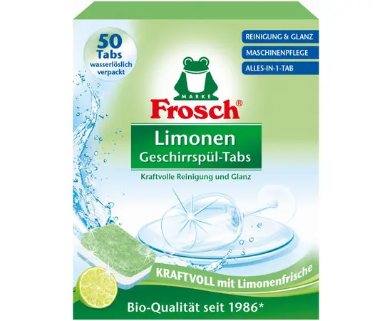 ჭურჭლის სარეცხი ტაბლეტები Frosch ლიმონი 50 ც x 20 გრ