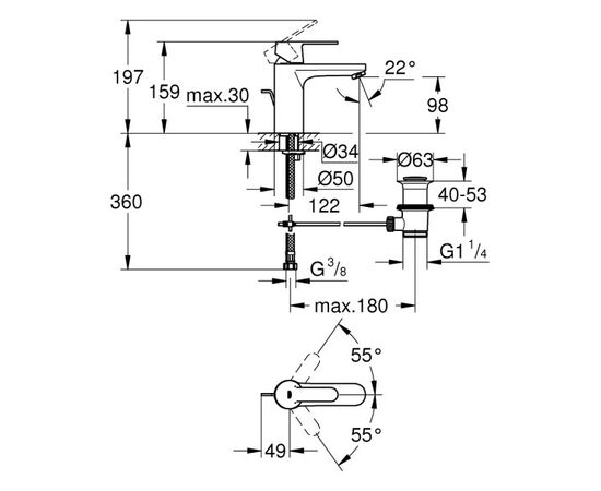 Washbasin faucet Grohe Get 23454000