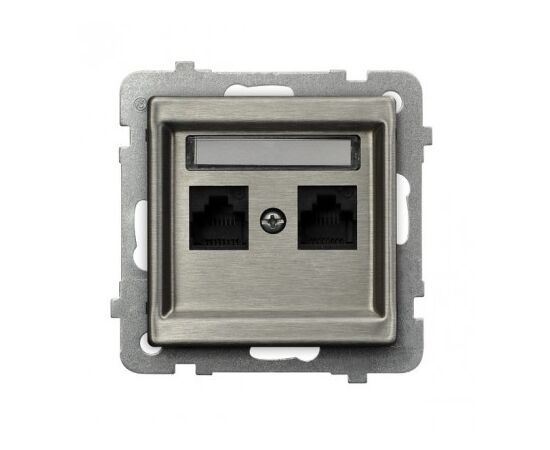 Computer socket Ospel Sonata GPK-2RM/K/m/37 RJ45 Cat 5e 2 sectional steel color