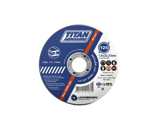 Cutting disc Titan Abrasive TITAN 125x1.6x22 mm