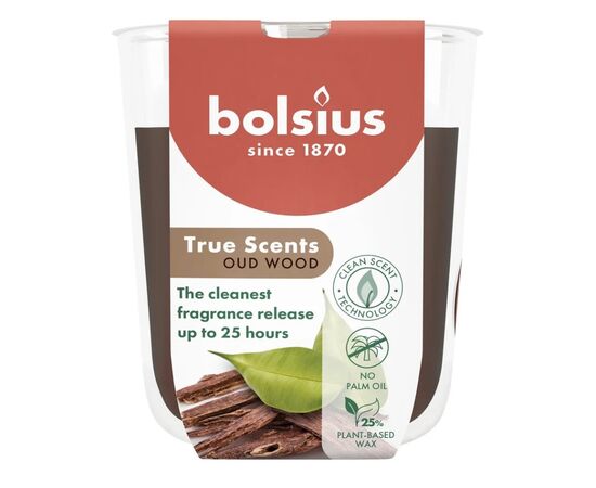 სანთელი არომატული მინაში Bolsius Oud Wood 80/73 მმ
