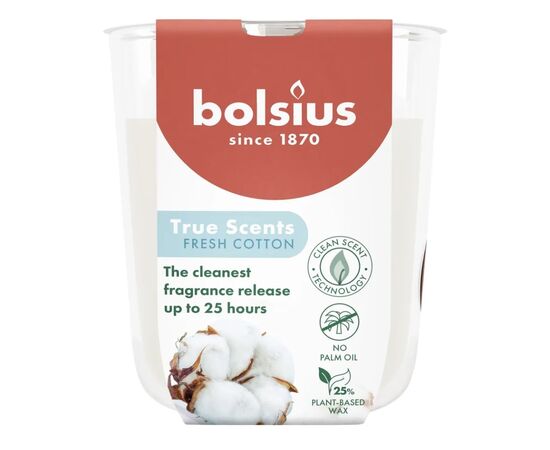 Свеча ароматичекая в стекле Bolsius Fresh Cotton 80/73 мм