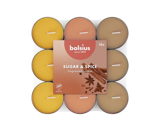 Свеча чайная ароматическая Bolsius Sugar and spice 3,5ч 18 шт