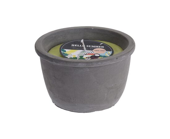 სანთელი მწერების დასაფრთხობი CANDLE IN CEMENT POT GREEN