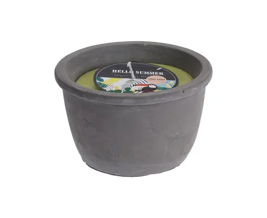 Insect repellent candle CANDLE IN CEMENT POT GREEN