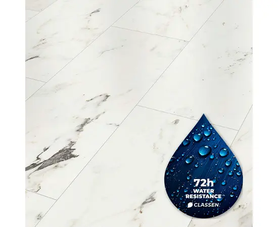 Laminate water resistant Classen Visiogrande White Marble Aqua Protect 57203 604x280x8 mm AC4/32