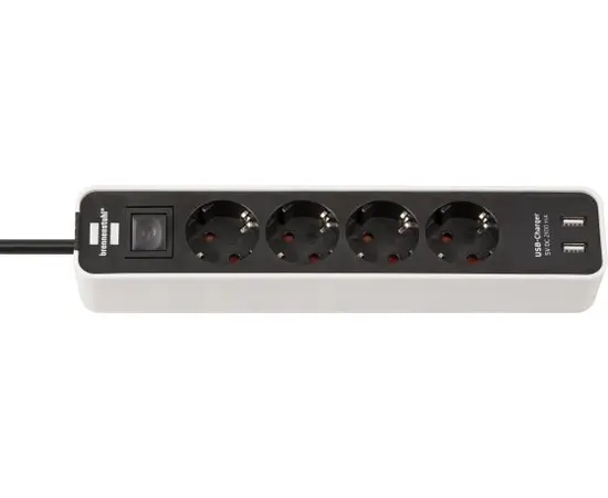 Удлинитель 4 Brennenstuhl 1,5м 2 USB выключатель белый черный