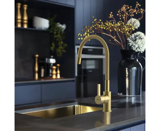 Kitchen faucet with silicone spout Rubineta FLEXY-33 (GD)