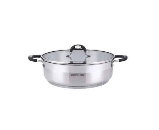 Металлическая сковорода со стеклом и металлической крышкой Arshia SS478-3086 28x7см