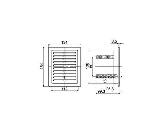 Решетка вентиляционная пластмассовая Colibri KW 110x140 Rs
