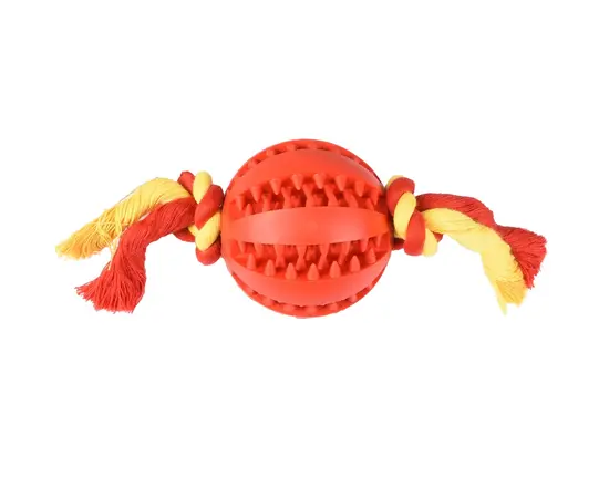 Игрушка для собак Flamingo BALL WITH ROPE 7см