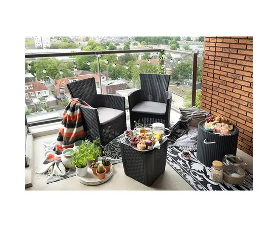 ბაღის ავეჯის კომპლექტი Iowa balcony grap + cus cl gr 008 std