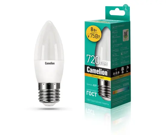 LED Lamp Camelion LED LED8-C35/830/E27 8W