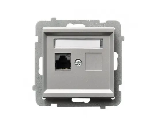 როზეტი კომპიუტერის Ospel Sonata GPK-1R/K/m/38 RJ45 Cat 5e 1 განყოფილებიანი ვერცხლი მქრქალი