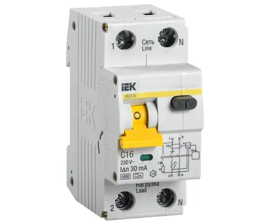 Дифференциальный автовыключатель IEK C16 16А 30mA