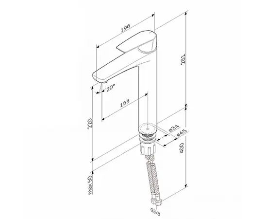 ხელსაბანის შემრევი მაღალი AM.PM F90A92000 Chrome