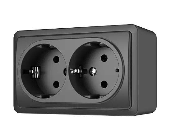 როზეტი დამიწებით Vilma Style Plus SL+250 RP16-021 an 2 განყოფილებიანი ანტრაციტი