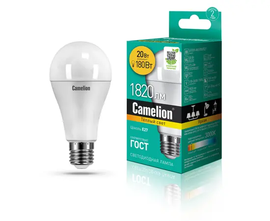 შუქდიოდური ნათურა Camelion 20W А65 Е27 3000K