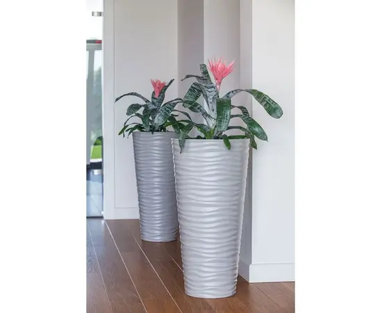 პლასტმასის ქოთანი ყვავილებისთვის FORM PLASTIC Sahara Dunes Slim raund 2790-055 Ø35 ღია ნაცრისფერი