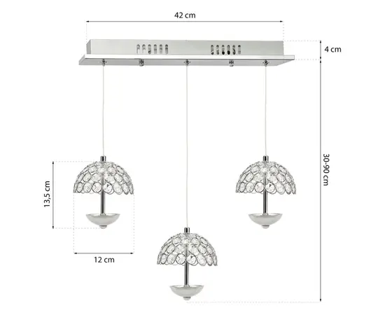 საკიდი Milagro VENUS LED 3 5W 4000K 1050Lm ქრომი
