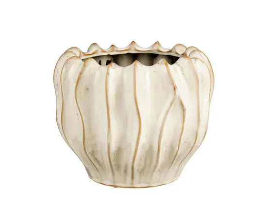 ქოთანი კერამიკული Thom pot round off white - h15xd18,5cm