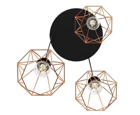 Suspension LUMINEX 3 Bergen plate 300 E27 3x MAX 60W black copper 621