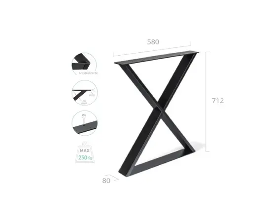Table leg REI X-shaped 5-914.6071.18P black 710х600 mm