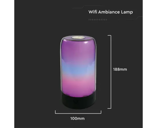 Лампа настольная V-TAC 8W 405871 100х188 RGB черный