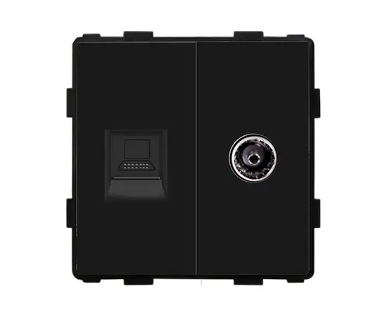 როზეტი ჩარჩოს გარეშე Socket Style 2 Internet CAT6 RJ45 TV შავი