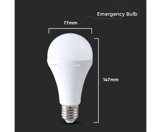 ნათურა V-TAC 12W A80 4000K E27 7794 პლასტიკი აკუმულიატორით