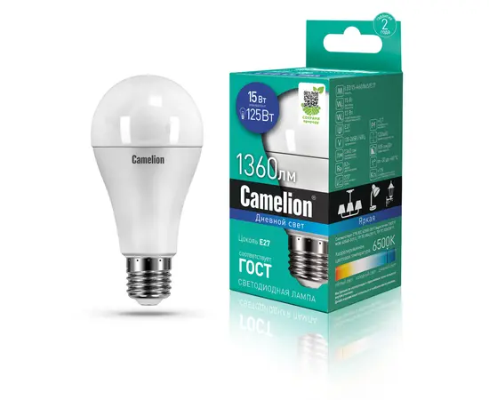 შუქდიოდური ნათურა Camelion 15W A60 E27 6500K