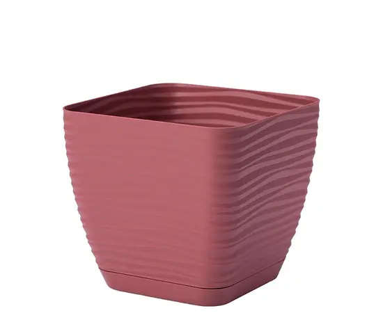 Пластиковый горшок с подставкой FORM PLASTIC Sahara petit square 3610-057 Ø13 марсала/красный