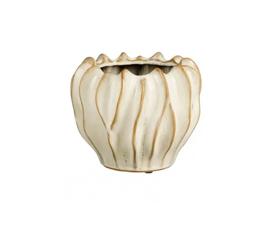 ქოთანი კერამიკული Thom pot round off white - h17xd21,5cm