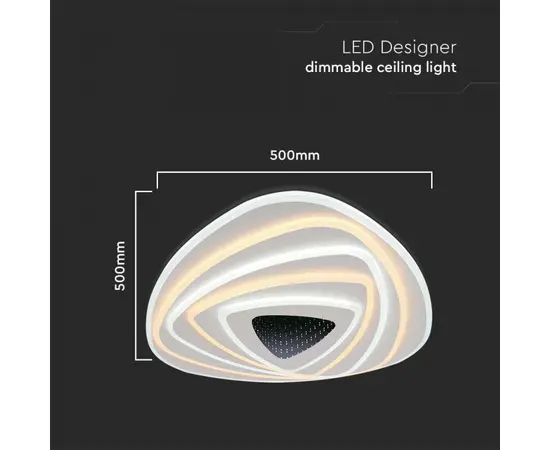 დეკორატიული ლედ განათება V-TAC LED 120W 500 500 მმ დიმერით თეთრი ფერი 50 9სმ 3000 6500K 15357