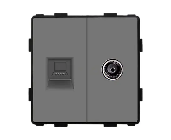 როზეტი ჩარჩოს გარეშე Socket Style 2 Internet CAT6 RJ45 TV ნაცრისფერი