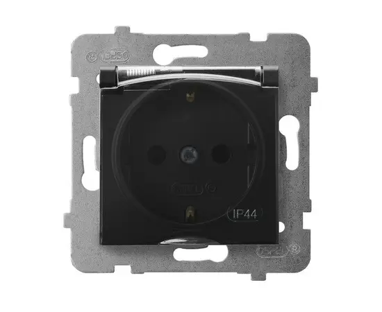 Розетка с заземлением и крышкой без рамки Ospel Aria GPH-1US/m/33/d 1 местная IP44 черная