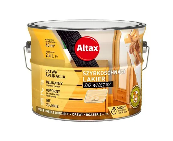 Quick drying interior varnish Altax semi matt colourless 2.5 l