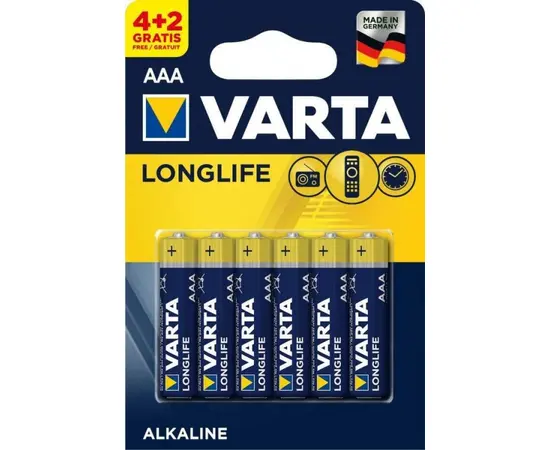 ელემენტი Varta Longlife Alkaline AAA 4+2 ც