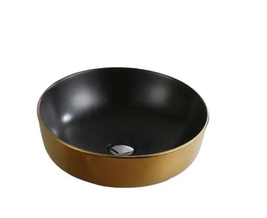 ხელსაბანი დასადგამი Osis Art basin 8434GYH black/gold 42x14 სმ