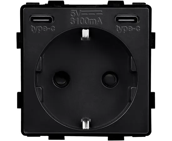 Socket Style Socket 20W 16A USB C+C curtains black