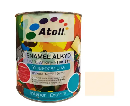 Enamel alkyd Universal ATOLL ПФ-115 cream 0.8 Kg