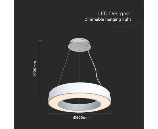 Подвес LED  V-TAC LED 50W 4000К 6100Lm Ø600 белый 6958
