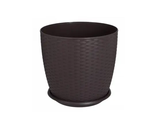 Pot plastic Aleana Rotang with stand 30x27,5cm dark brown