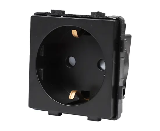 როზეტი ჩარჩოს გარეშე Socket Style 16A დამიწებით და შტორებით შავი