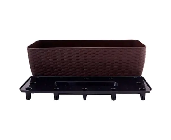 Горшок пластиковый со вставкой Aleana Rotang 50x18см темно коричневый