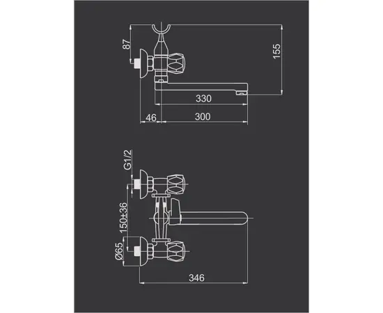 აბაზანის შემრევი Rubineta C-1 Cross C1CK06
