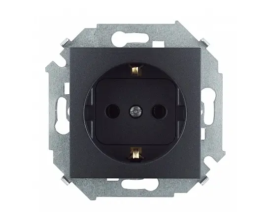 Розетка с заземлением со шторками Simon 15 1591443-038 1 местная графит