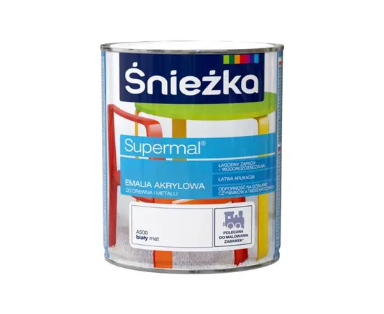 Acrylic enamel Sniezka Supermal A500 white matt 0.8 l